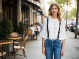 Tirantes de lunares para mujer, 2,5 cm de ancho, con impresión por transferencia térmica, hebilla ajustable para pantalones vaqueros, ropa informal - Product Image 2