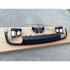 Difusor de Parachoques Trasero para Auto con Acabado Negro Brillante y Franja Roja, Tubo de Escape <span class=keywords><strong>S</strong></span>-<span class=keywords><strong>line</strong></span> S6, Modificación para <span class=keywords><strong>A6</strong></span> 2019 <span class=keywords><strong>2020</strong></span> 2021 2022 - Product Image 4