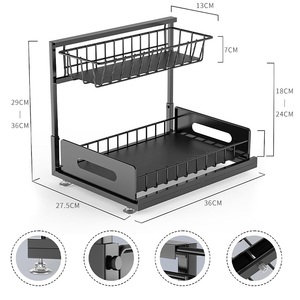 Manufactory Direct 2-Tier Adjustable Storage <b>Rack</b> Kitchen <b>Sink</b> Bathroom Top Organizer Adjustable Height Kitchen <b>Sink</b> <b>Rack</b> - Product Image 4