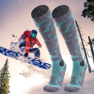 Calze Invernali <span class=keywords><strong>da</strong></span> <span class=keywords><strong>Donna</strong></span>, Uomo e Adulti - Spandex/Nylon/Cotone, Asciugatura Rapida, Motivo a Lettere, Polsino Lavorato a Maglia, per Sci, Snowboard e Attività all'Aperto - Product Image 1