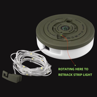 Lanterne de camping portable 2-en-1 rechargeable avec bande lumineuse LED de 5 m, lumière d'ambiance suspendue rétractable pour tente