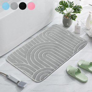 Alfombra de Baño de Felpa Coral, Color Rosa, Gris, Negro, Azul Cielo, Color Sólido, Lavable, Moderna y Sencilla, para Sala de Estar, Dormitorio, Cocina, Baño - Product Image 4