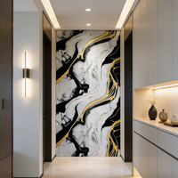 Nuevos Modelos 2026, Panel de Pared de PVC con Acabado Brillante UV, Diseño de Mármol con Patrón Floral, para Ducha y Sala de Estar