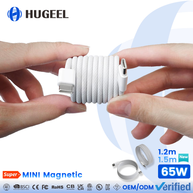 2026 New 65W Type C Cable Mini Magnetic USB C Cable with PD27W Fast Charging 480Mbps Data Cable for Xiaomi Phone Tablet Cables