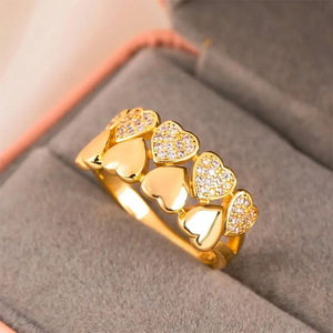 Anelli con Diamanti Taglio Cuore H329, Placcati in Oro 22k, Gioielli Romantici da Donna - Product Image 2