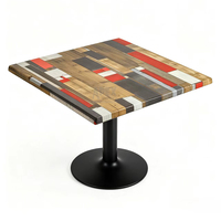 Panneau de table en stratifié facile à nettoyer, motif planches vieilles, plateau de table rond en mélamine pour mobilier de terrasse extérieure, café, salle à manger