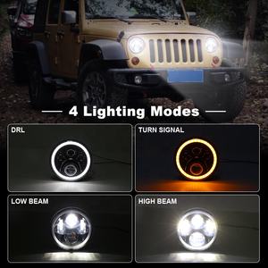OVOVS 7 Zoll Halo Scheinwerfer mit High <span class=keywords><strong>Lo</strong></span> Beam Weiß DRL Amber Blinker Angel Eyes für 2007-2018 Jeep Wrangler JK JKU LJ TJ CJ - Product Image 2