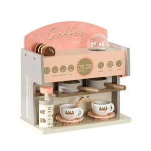 Role Pretend Funny Afternoon Tea Set Kids Educational Role Play Kitchen Simulation Coffee Machine Toy Montessori Wooden Toys