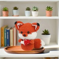 Kit de crochet amigurumi personnalisé avec logo, renard roux, kit de bricolage pour débutants, jouet en peluche fait main, cadeau pour enfants et adultes