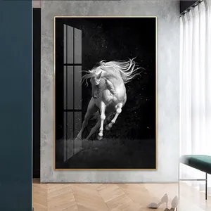 <span class=keywords><strong>Blanc</strong></span> course <span class=keywords><strong>cheval</strong></span> peinture animal luxe mur art pour la maison décoration murale photo impression toile <span class=keywords><strong>et</strong></span> affiches moderne - Product Image 1