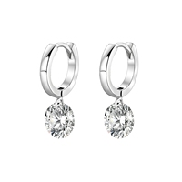 Boucles d'oreilles pendantes en argent sterling 925 avec moissanite ronde taille brillant 2 carats pour femme, boucles d'oreilles à breloques en moissanite et diamant
