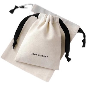 Promotional Small Cotton <b>Drawstring</b> Gift Bag Cotton Fabric Jewellery <b>Pouch</b> With Logo Print - Product Image 1