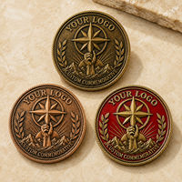 Pièce de collection commémorative personnalisée en relief 3D, en bronze antique, cuivre et émail rouge brique, cadeau OEM