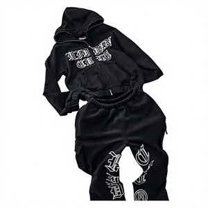 ACID WASH Two Piece Set Distress Embroidery 100 Cotton Sweat Pants <b>Ladies</b> 2 Piece Set Outfits 2026 - Product Image 5