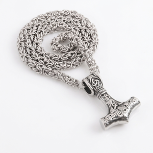Joyería Norse Heritage al por Mayor, Collar <span class=keywords><strong>de</strong></span> Cadena <span class=keywords><strong>de</strong></span> Rey para Hombre <span class=keywords><strong>de</strong></span> Acero Inoxidable, Colgante <span class=keywords><strong>de</strong></span> Martillo <span class=keywords><strong>de</strong></span> <span class=keywords><strong>Thor</strong></span>, Collar Vikingo - Product Image 1
