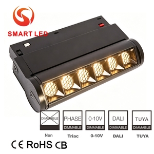 Système d'éclairage <span class=keywords><strong>sur</strong></span> <span class=keywords><strong>rail</strong></span> LED magnétique intelligent, intensité variable, 48V, projecteur linéaire, lampe grille 6W 12W 18W 24W pour magasin de détail - Product Image 1