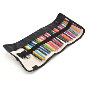 Cheap Custom Canvas Wrap Roll Up Pencil Case Creative Stationery Pen Holder Large Capacity Pencil Bag