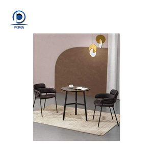 Kinh doanh phòng tiếp tân bảng màu xám trắng đá vuông Top + Matte đen kim loại cơ sở cuộc họp Bàn cà phê thiết lập - Product Image 6