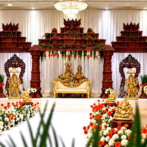 Mandapam de Boda Estilo Templo Tradicional del Sur de la India, Impresionante Mandapam de Boda con Aspecto de Madera, Mandapam del Sur de la India Hecho a Medida en EE. UU. - Product Image 1