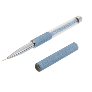 Pinceau liner en nylon à manche perlé givré, avec virole sertie, pour nail art, dessin de lignes et peinture florale sur gel UV - Product Image 1