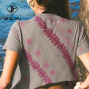 Wholesale women's beach print retro loose <b>crop</b> <b>top</b> custom breathable 100% cotton <b>crop</b> <b>top</b> - Product Image 2