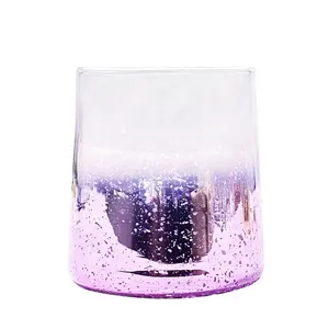 Shiny Handmade Frosted Wine Glass Pink Colored Drinking Glass Tumbler Whiskey Brandy Glass For Wine
