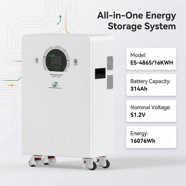 51.2V 314Ah LiFePO4 Battery 16KWH 6500W Inverter Hybrid Grid Grade a All-in-One Home Solar System