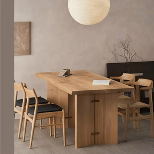 Rectangular Solid Wood Slab Dining <b>Table</b> White Wax Finish Nordic Design Home Furniture Dining/Tea <b>Table</b> & Desk - Product Image 1