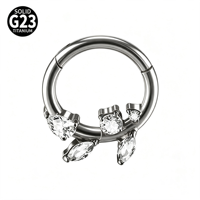 Anneau clicker délicat en titane G23 pour piercing de cartilage, motif floral, avec zircone cubique multi-coupes, pour septum, pour un style quotidien et de soirée