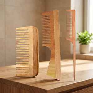 Wooden Natural Crafts <b>Comb</b> Set <b>Wide</b> Teeth Handmade Natural Wood Hair Care Tool Durable Rectangle Shape - Product Image 3