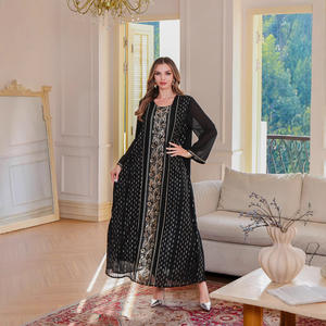 2025 nuevo Abaya de malla de manga larga de lujo, vestido de túnica musulmana de Oriente Medio - Product Image 1