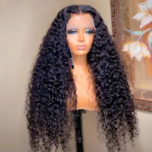 13x4 Lace Front Water Curly Faux Perruques de Cheveux Humains 13x6 Frontal Pour Les Femmes Noires Usine Pas Cher Perruque Bouclée en Fibre Synthétique