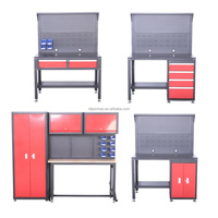 Banc de travail robuste en acier inoxydable pour garage et atelier, personnalisable avec panneau perforé, tiroirs et armoires, OEM/ODM/OBM