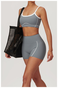 Joyyoung Áo ngực chạy bộ có đệm lực va đập cao cho nữ và bộ quần short tập thể dục không có đường may phía trước 2 chiếc quần màu Hợp Đồng - Product Image 4