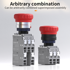 &quot;22mm IP65 Waterproof Emergency Stop Switch For Machinery 220V 1NO+2NO LANBOO Home Appliance Use&quot; - Product Image 3