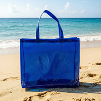 Sacs fourre-tout publicitaires personnalisés en PVC épais transparent avec longue poignée pour la plage, les voyages, les courses quotidiennes