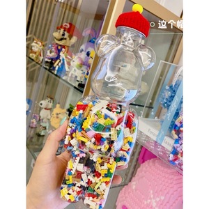 Bouteilles en plastique Teddy Bearbrick de 350 ml, 500 ml, 700 ml, pots à oursons en gélatine pour bonbons, chocolat, emballage avec couvercles pour le stockage des aliments - Product Image 3