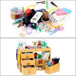 Bamboo Cosmetic Organizer With <b>Drawers</b> Multi Layer Desktop Storage Rack For <b>Makeup</b> And Skincare Products - Product Image 2