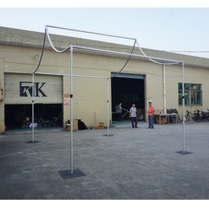 Support de toile de fond portable réglable en aluminium argenté avec système de tuyaux et de drapés pour la décoration d'événements de mariage et de salons professionnels - Product Image 3