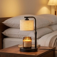 Lampe à bougie chauffe-parfum vintage en fer, style européen et américain, minimaliste, luxueuse, haut de gamme, avec variateur d'intensité et minuterie, lampe de table