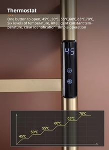 Toalleros de baño negros inteligentes montados en la pared, <span class=keywords><strong>toallero</strong></span> eléctrico, estante secador calentado para baño con diseño de termostato dorado - Product Image 4