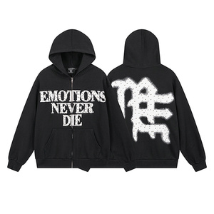 <span class=keywords><strong>Felpa</strong></span> Trendy Hip-Hop MIXED EMOTIONS 100% Cotone Pesante Oversize con Teschi Lavati Stile Y2K Retro Street Workout - Product Image 2