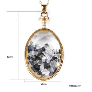 Collier pendentif bouteille à vœux elliptique en strass de cristal, chaîne de liaison, cadeau, bijoux de mode - Product Image 3