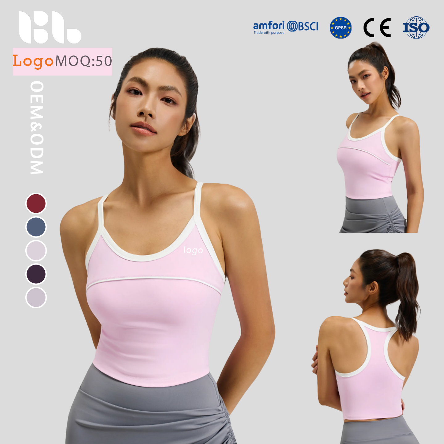 New Line Sense Breathable Spandex/Polyester Sports Vest One-piece Cup Beautiful Back Shockproof Sports Yoga Bra Top for