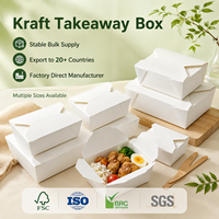 Boîte d'emballage alimentaire en papier avec revêtement résistant à la graisse, logo personnalisé, pour les plats à emporter des restaurants