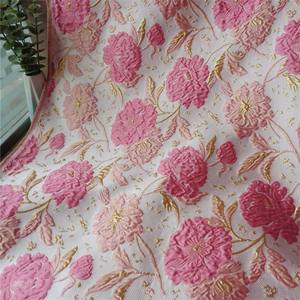 Vestido de flores de seda dorada brocado de lujo ligero tridimensional jacquard en relieve teñido de hilo francés - Product Image 5