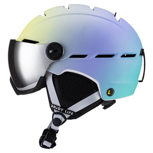 Casque de ski couleur dégradée avec visière intégrée anti-éblouissement, grande taille, en matériau PC, pour hommes et femmes adultes, pour le ski - Product Image 1