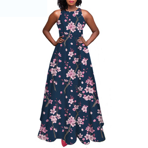 Fabricant d'usine Tropical hawaïen Hibiscus Design robe femmes été 2023 décontracté longues robes de vacances pour dames Sexy filles - Product Image 5