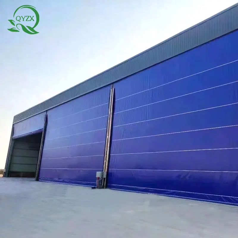 工場耐火折りたたみ式工業用PVC高速ローリングシャッターゲート耐風性スタッキングドア