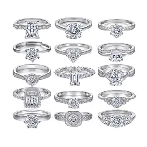 GR116 Pierres Cz Personnalisées 5A Qualité Pierres Cz Zircon Cubique Zircone Bague de Fiançailles de Mariage en Argent Sterling 925